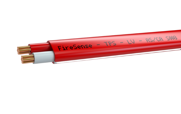 Red TPS - 0.75mm 2 Core - Flat White Stripe (500m)